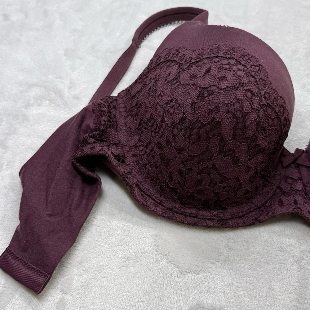Victoria's Secret‎ Body by Victoria Bra 36DD Burgundy Lined Demi Lace